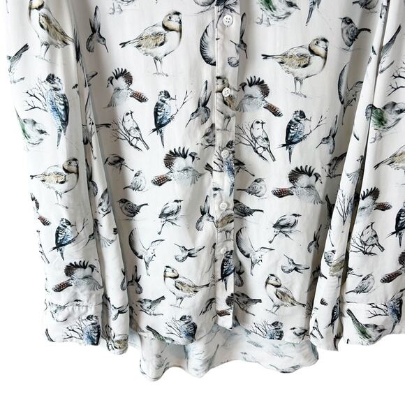 Lela Rose Birds Of A Feather Printed Long-Sleeve Blouse Size 14 - Picture 6 of 13